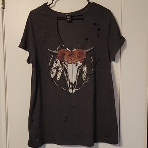 Torrid Keyhole Gray tee size 0, L, 12